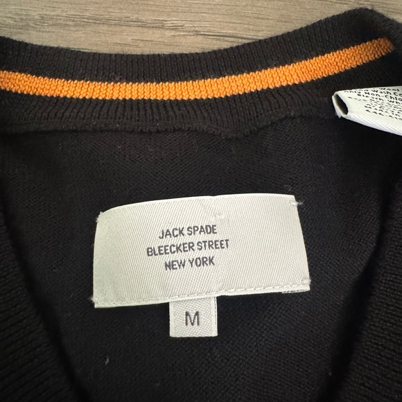 Jack Spade Black V-Neck Sweater Size Medium 100% Wool - Picture 3 of 4